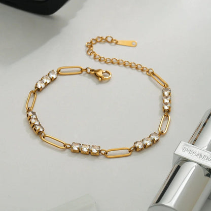 Gold Chain With Sparkling Crystals Bracelet