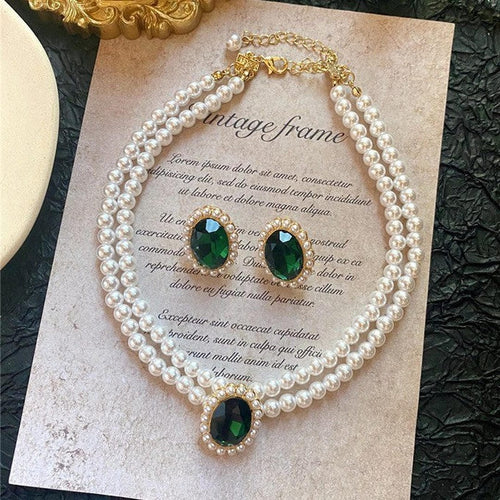 Imperial Emerald Pearl Set