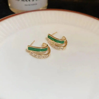 Emerald Double Hoop Earrings