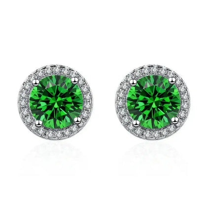 Emerald Silver Stud Earrings