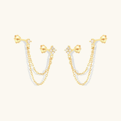 Radiant Crystal Dual Chain Stud