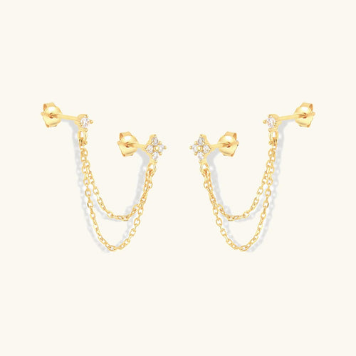 Radiant Crystal Dual Chain Stud