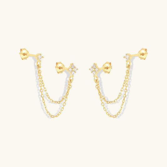 Radiant Crystal Dual Chain Stud