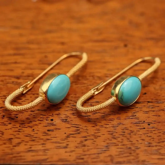 Timeless Gold Turquoise Pearl Moonstone Earrings