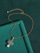 Antique Lapis Lazuli Cameo Necklace Earrings Set