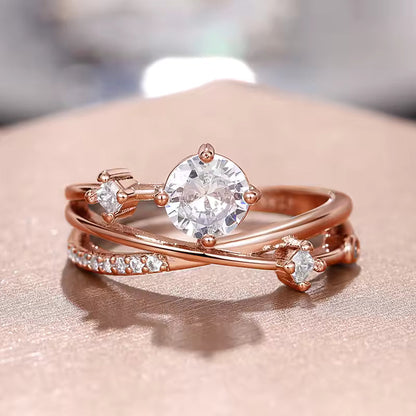 White Gold Zirconia Starry Sky Ring