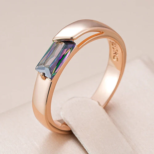 Hot Square Colorful Zircon Ring