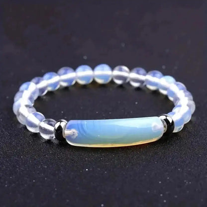 Gemstone Bar Beaded Stretch Bracelet