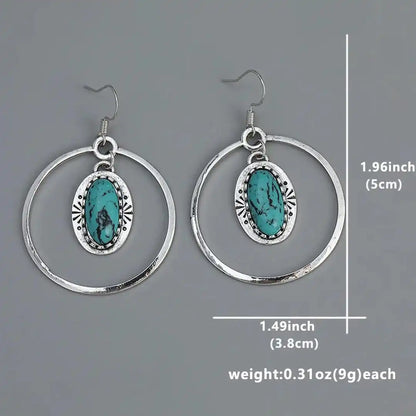 Vintage Silver Inlaid Turquoise Drop Earrings