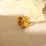 Adjustable Hammered Wide Rainbow Crystal Ring