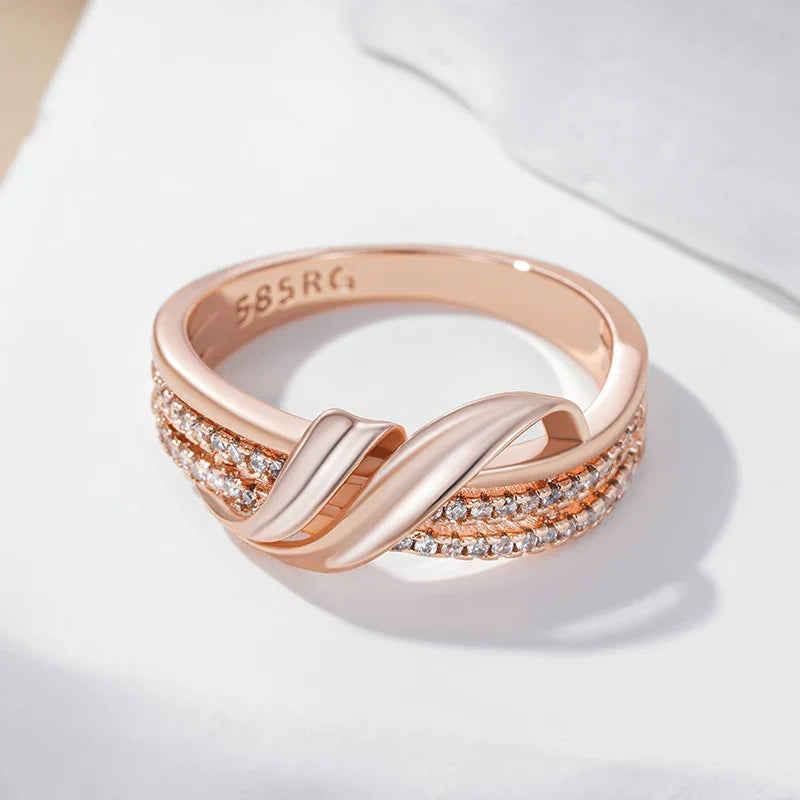 Unique Geometric Pearls Rose Gold Ring