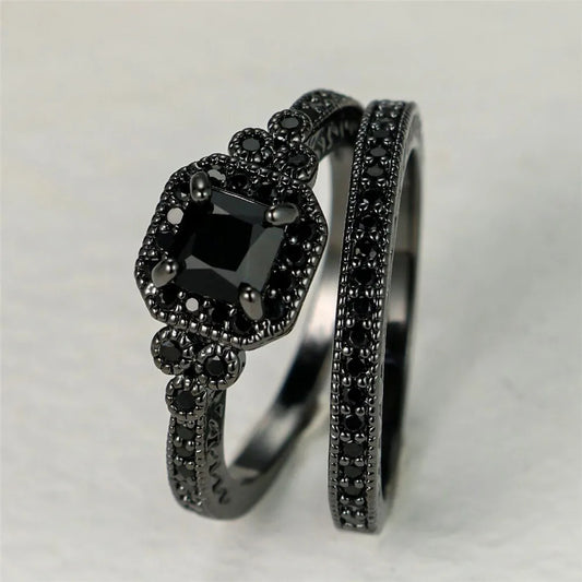 Crystal Luxe Onyx Rings