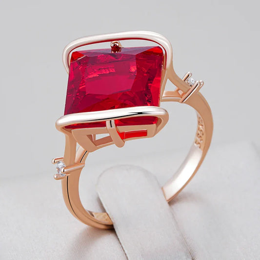 Regal Square Red Zircon Ring