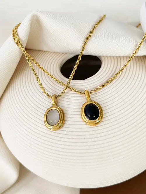 Golden Chain with Black and White Stones