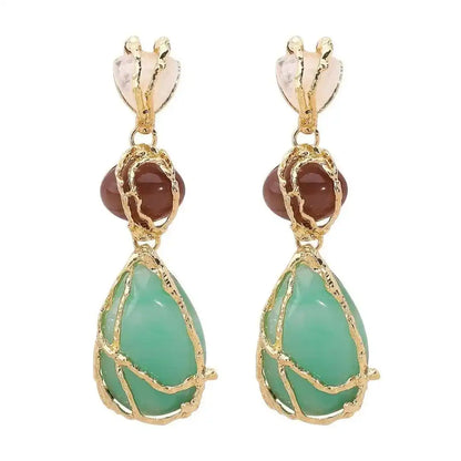 Vintage Gold Teardrop Charm Earrings