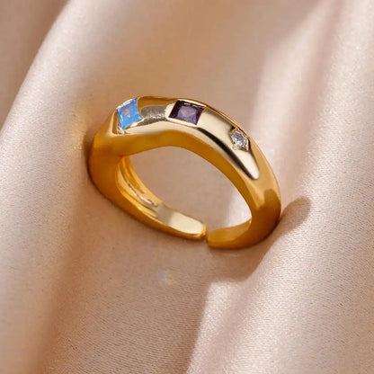 Cosmic Gemstone Chunky Band Rings
