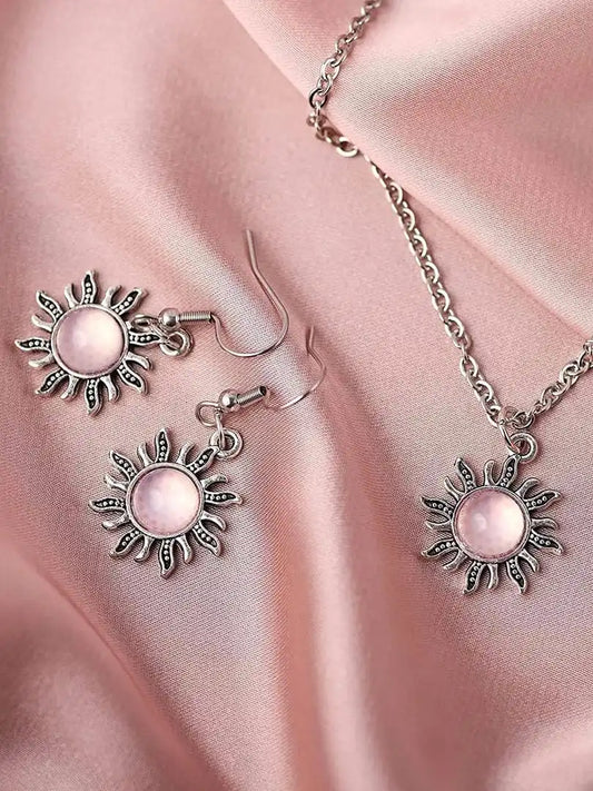 Sunburst Cat Eye Necklace Set