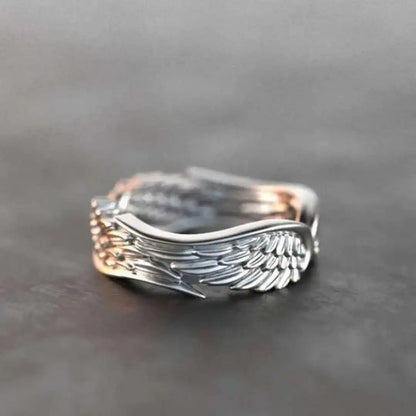 Silver Angel Wings Adjustable Ring