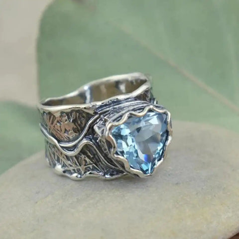 Antique Blue Topaz Crown Band