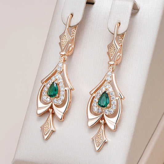Shimmering Crystal Emerald Center Earrings