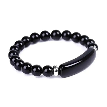 Gemstone Bar Beaded Stretch Bracelet