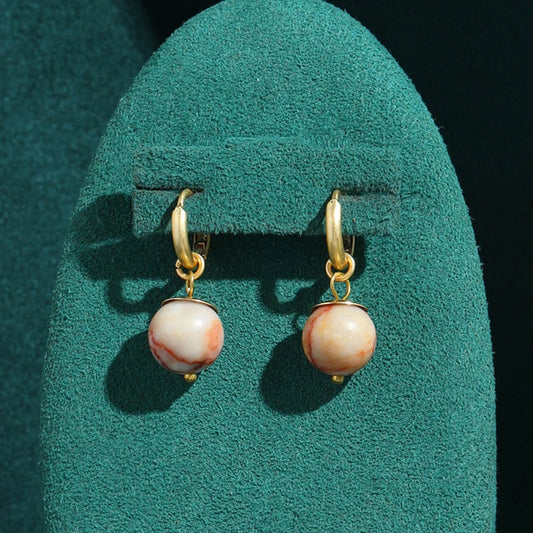 Modern Sphere Pearl Gold Earrings