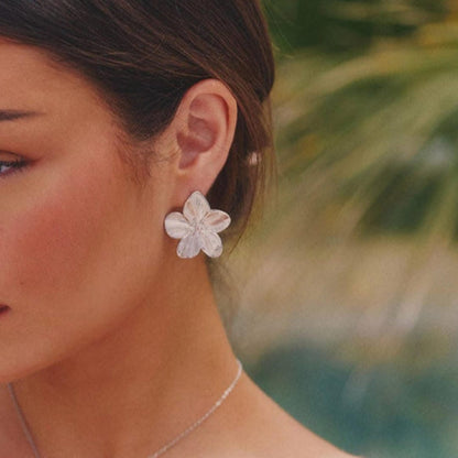 Chic Silver Floral Earrings