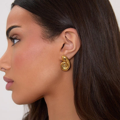 Modernist Gold Seashell Studs