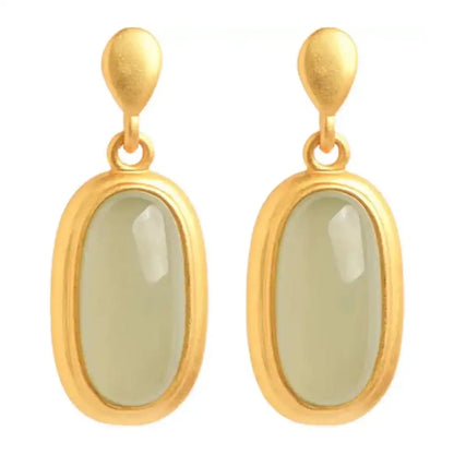Retro Hetian Jade Earrings