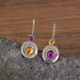 Artistic Silver Two Tone Gemstone Drops