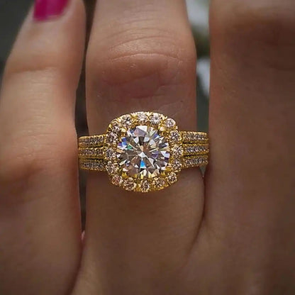 Cushion Halo Pav� Statement Ring