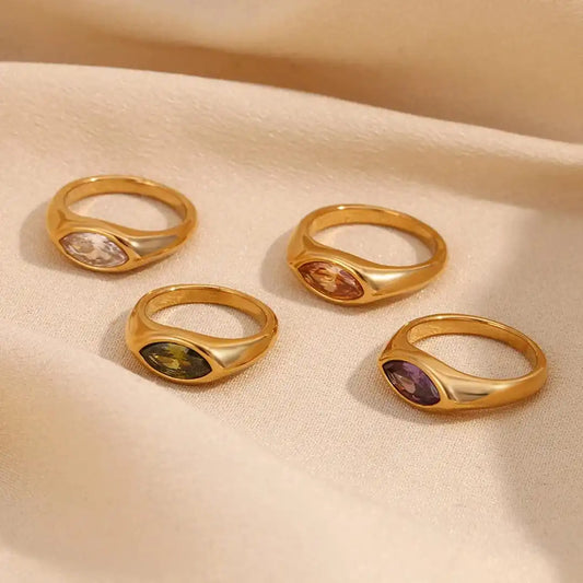 Marquise Gemstone Gold Signet Ring