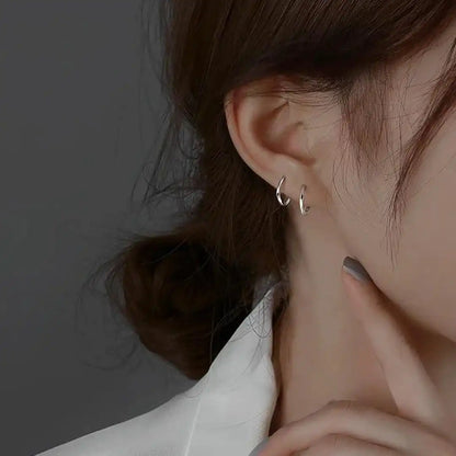 Sterling Silver Round Inlaid Earrings