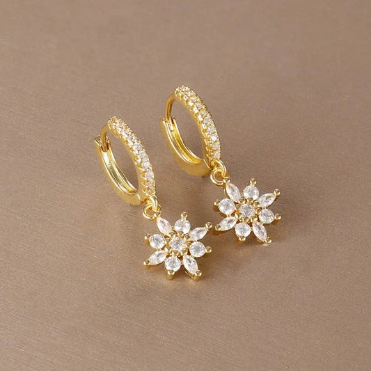 Classic Crystal Snowflake Drop Earrings