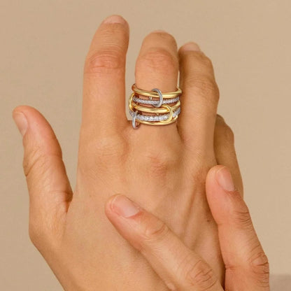 Elegant Stacked Crystal Gold Ring