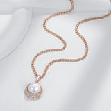 Opulent Pearl Halo Pendant Necklace