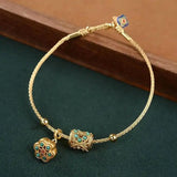 Antique Gold Turquoise Lotus Bracelet