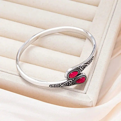 Vintage Bracelet with Colorful Gems & Tribal Design