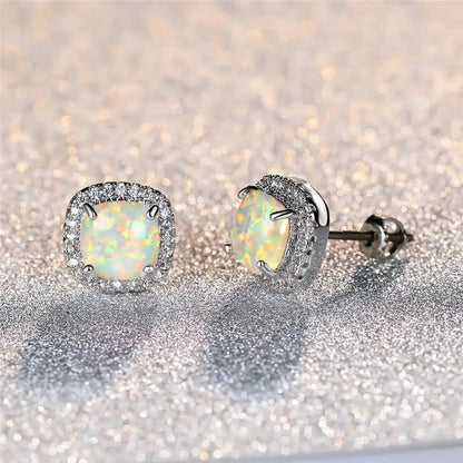 Timeless Round Fire Opal Stud Earrings