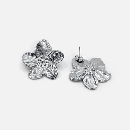 Chic Silver Floral Earrings