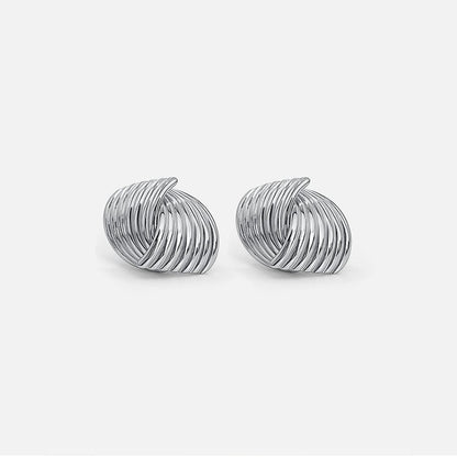 Modern Silver Twist Earrings
