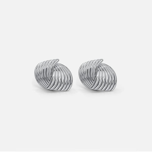 Modern Silver Twist Earrings