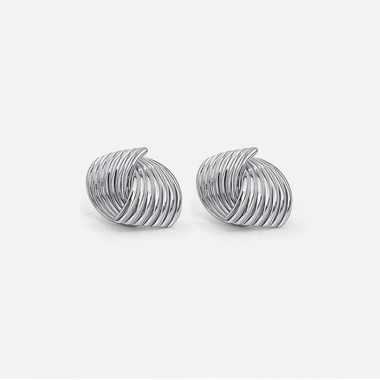 Modern Silver Twist Earrings