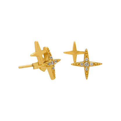 Crystal Double Star Stud Earrings