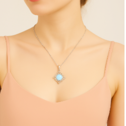 Vintage Silver Moonstone Filigree Necklace