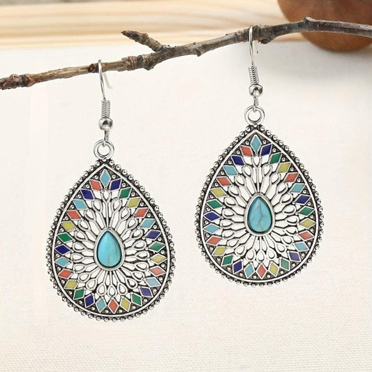 Vibrant Teardrop Filigree Earrings