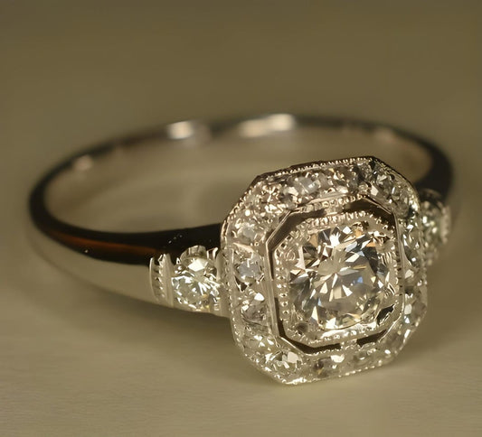 Vintage Crystalline Silver Ring