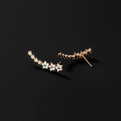 Sparkling Flower Drop Statement Earrings