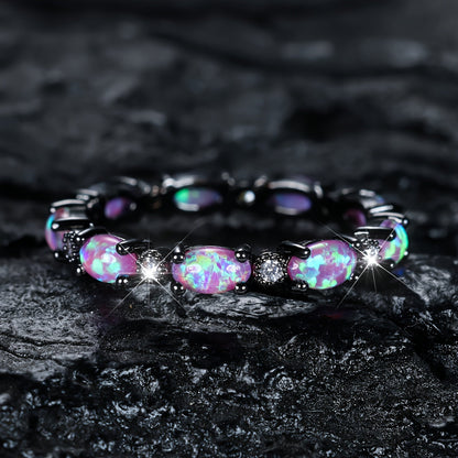 Black Pink Opal Eternity Ring
