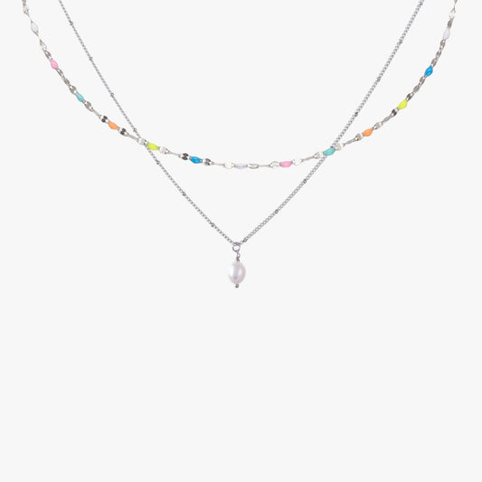 Rainbow Choker Pearl Necklace Set